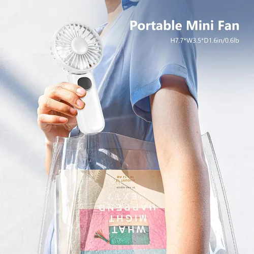 Miniatura 6 de Ventilador portátil, paquete de 2 ventiladores de mano, ventilador de mano plegable de 180° con cordón, ventilador personal pequeño de 5 velocidades