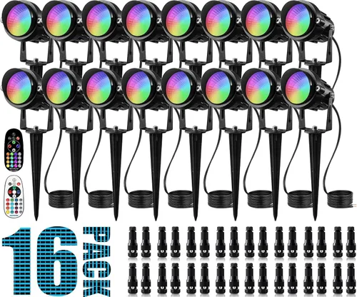 Miniatura 9 de SUNVIE Luces de paisaje RGB de bajo voltaje de 12 W que cambian de color, control remoto, impermeable, iluminación LED de paisaje para patio