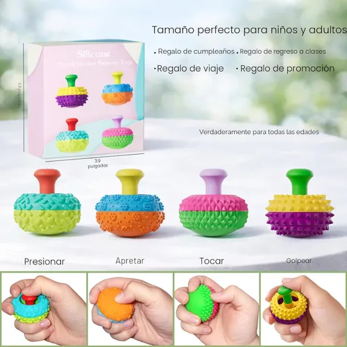 Miniatura 7 de Juguetes sensoriales de silicona para niños y adultos, 4 juguetes sensoriales para aliviar el estrés para autismo, TDAH, ansiedad, artilugios
