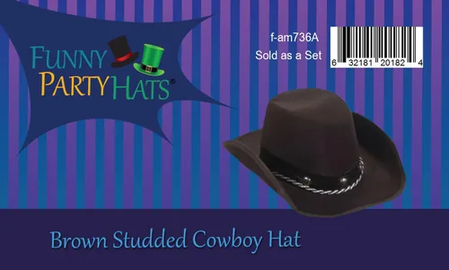 Miniatura 6 de Funny Party Hats Sombrero de vaquero de fieltro marrón para niños y bebés - Sombrero de fiesta occidental - Talla única, Marrón
