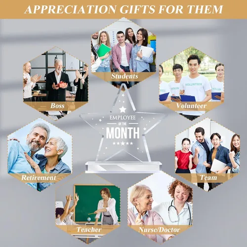 Miniatura 7 de Geetery 1 placa acrílica para el empleado del mes, regalo de agradecimiento para compañeros de trabajo, recuerdo de pisapapeles en el lugar