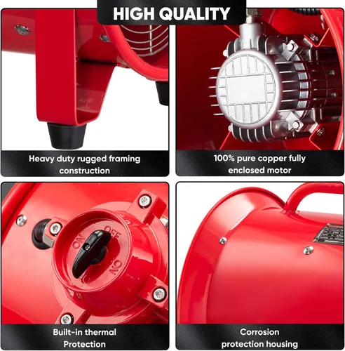 Miniatura 4 de iLiving - ILG8EF12EX - Soplador de alta velocidad a prueba de explosiones, extractor de humos, extractor portátil y ventilador ventilador