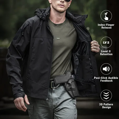 Miniatura 5 de Funda Taurus G3, funda de polímero OWB compatible con Taurus G3, funda de transporte abierta para cintura exterior, sistema de liberación de dedos