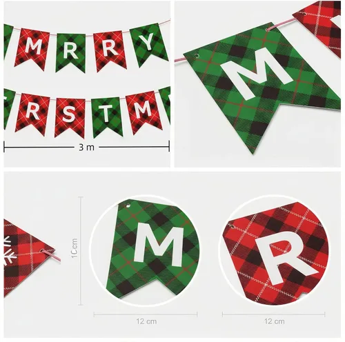 Miniatura 5 de Cartel de Feliz Navidad con cuerda, letrero de papel para chimenea, pared y ventana, decoración de fiesta navideña para el hogar y la oficina