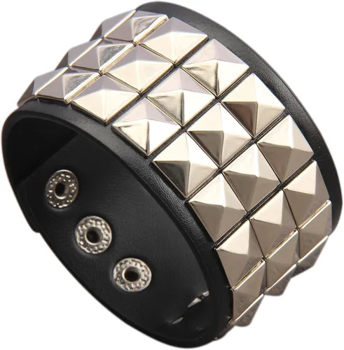 Miniatura 66 de Jeilwiy Pulseras de cuero punk para hombres, pulseras hechas a mano, brazalete ancho, joyería trenzada, color negro y marrón, ajustable, regalos