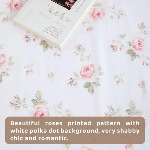 Miniatura 8 de QSH Juego de sábanas florales tamaño Queen - Vintage chic desgastado, flores de rosa, 100% algodón, ropa de cama estampada, sábanas tamaño Queen