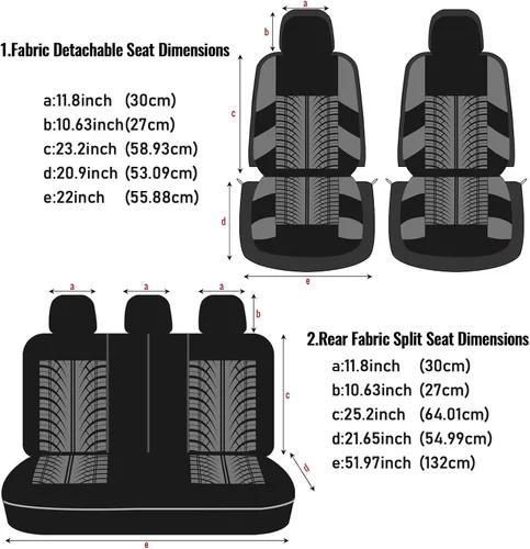 Miniatura 9 de AUTOYOUTH - Juego completo de fundas para asientos de auto, fundas para asientos delanteros y asiento trasero dividido para mujer, juego de Azul