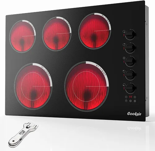 Miniatura 15 de Estufa eléctrica de 2 quemadores de 12 pulgadas, encimera eléctrica incorporada de 3000 W, estufa eléctrica radiante con 9 niveles de potencia