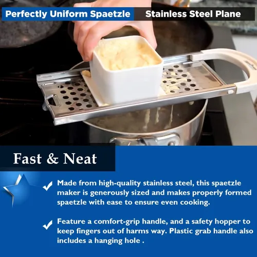 Miniatura 4 de Spaetzle Maker de acero inoxidable Spaetzle Fideos Dumpling Maker con empujador de seguridad