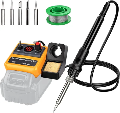 Kit de soldador inalámbrico para batería Dewalt de 20v 60v, soldador digital LED de 75W con pistola de soldar con 5 puntas, alambre de soldadura de
