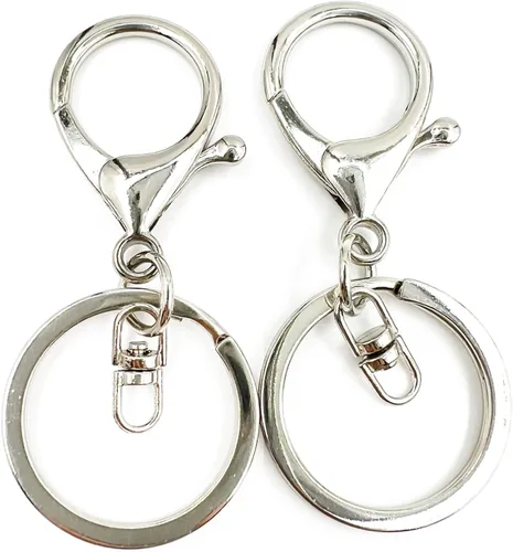 Miniatura 9 de 20 ganchos giratorios con cierre de langosta, clips de gatillo con anillo de llavero dividido plano y 8 clips giratorios de forma para hacer Latón