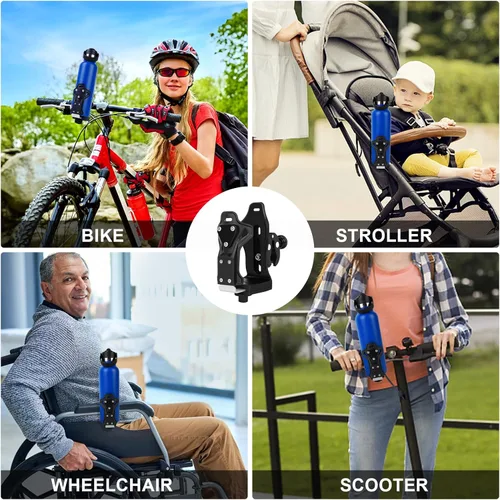 Miniatura 6 de Portavasos mejorado para motocicleta ATV antirrobo, soporte extra grande para botella de agua de bicicleta de 1.95 a 3.6 pulgadas, tamaño universal