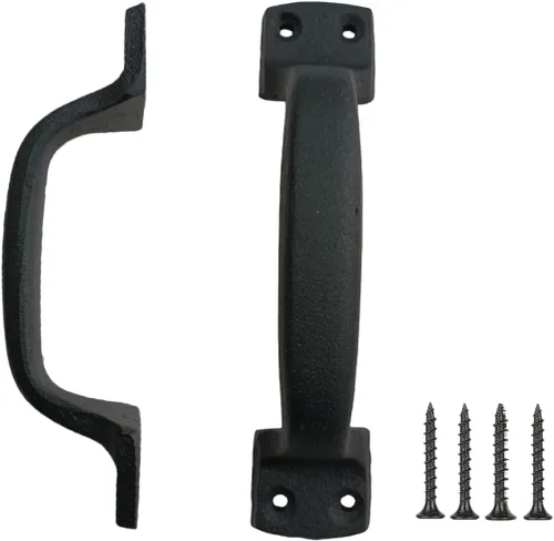 Miniatura 26 de Paquete de 2 manijas de barra recta de 8 pulgadas para puerta de granero, tiradores de hierro fundido negro para puertas correderas, puertas