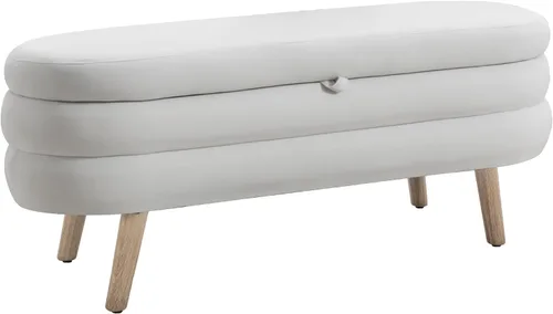 Miniatura 8 de Hommoo Banco otomano de almacenamiento de 44.8 pulgadas, banco moderno para el extremo de la cama, banco de tela de terciopelo para sala de estar