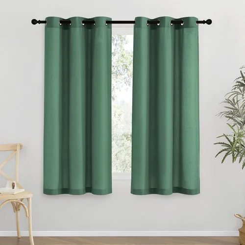 Miniatura 163 de NICETOWN Cortinas de lino natural con textura de lino para dormitorio, mezcla de lino rústica con ojales en la parte superior, semitransparentes
