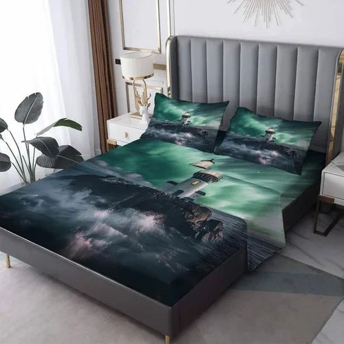 Miniatura 31 de Juego de sábanas tamaño individual: sábanas y fundas de almohada, sábanas y fundas de almohada, microfibra suave y bolsillo profundo y patrón sin