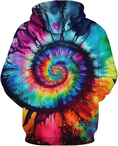 Miniatura 2 de Novelty Tie Dye Style Hoodies for Men Spiral Streak Print Sweatshirt Pullover