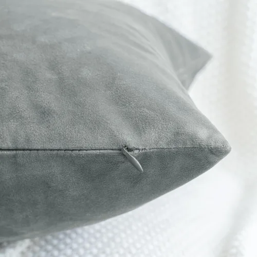 Miniatura 4 de HWY 50 fundas de almohada decorativas de terciopelo sólido para sofá, sala de estar., Terciopelo, gris, 20x20 pulgadas