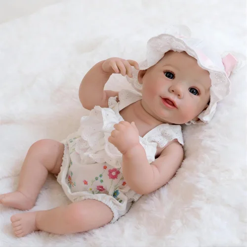 Miniatura 7 de iCradle Preciosa muñeca realista de 19 pulgadas, muñeca de bebé recién nacida de cuerpo completo de vinilo de silicona de aspecto real, muñeca
