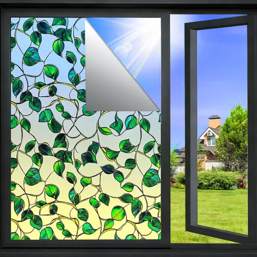Miniatura 15 de SOMWISE Película de privacidad para ventana con herramientas, privacidad diurna y nocturna, decoración de vitrales de adherencia estática, tinte