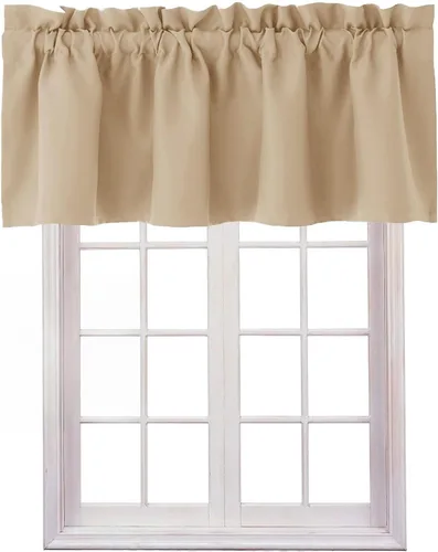 Miniatura 25 de Hiasan - Cortinas de cenefa negras con bolsillo para barra, cortinas opacas para ventanas de cocina, 52 x 18 pulgadas de largo, 1 panel Negro
