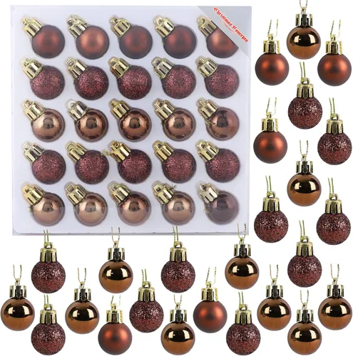 Miniatura 9 de Christmas Concepts® Juego de 25 mini bolas para árbol de Navidad - 25 mm - Adornos colgantes decorados con acabado brillante, mate y purpurina