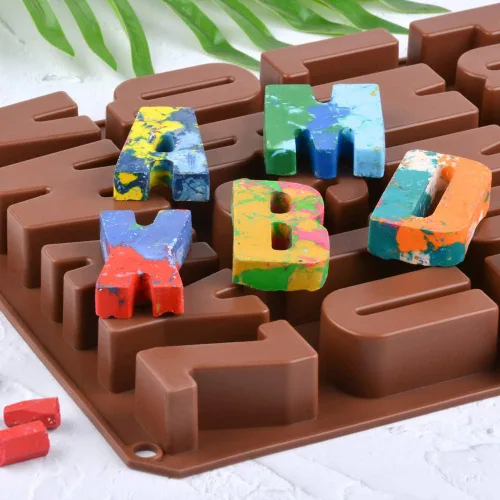 Miniatura 6 de Moldes de letras grandes de silicona para crayón, resina, chocolate, caramelos, cera, decoración de pasteles (1)