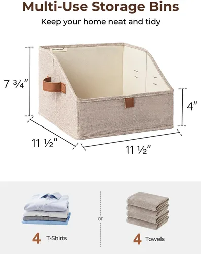 Miniatura 2 de StorageWorks - Contenedores de almacenamiento para armario, caja organizadora trapezoidal para estantes, contenedor de tela para ropa, cestas Marrón