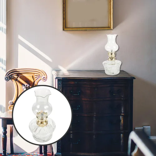 Miniatura 8 de Lámpara de aceite para chimenea, lámpara de huracán, pantalla de cristal transparente para huracán, globo de aceite de vidrio para cubierta de vela