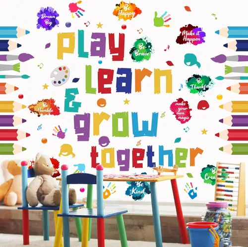 Leinuosen Calcomanías de pared para niños, calcomanías inspiradoras coloridas para aula, guardería, sala de juegos, decoración de pared, calcomanías