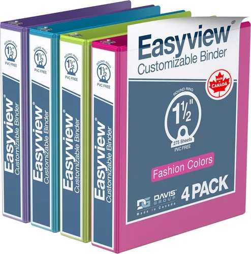 Miniatura 55 de Easyview - Carpetas prémium de 3 anillas con cubiertas transparentes y anillos redondos, carpetas para la escuela u oficina, 1 pulgada, paquete
