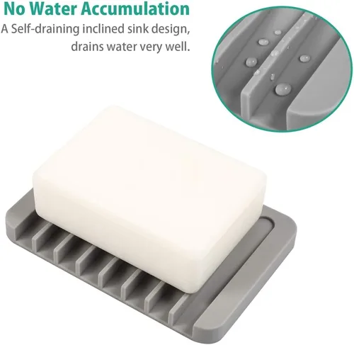 Miniatura 5 de Jabonera autodrenante de 3 piezas, jabonera de silicona de alta calidad, protector de jabón para ducha, baño, cocina, bañera, esponjas, mantiene