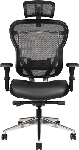 Miniatura 10 de Oak Hollow Furniture Aloria Series - Silla de oficina ergonómica ejecutiva para computadora, cojín de asiento de piel auténtica, respaldo de malla