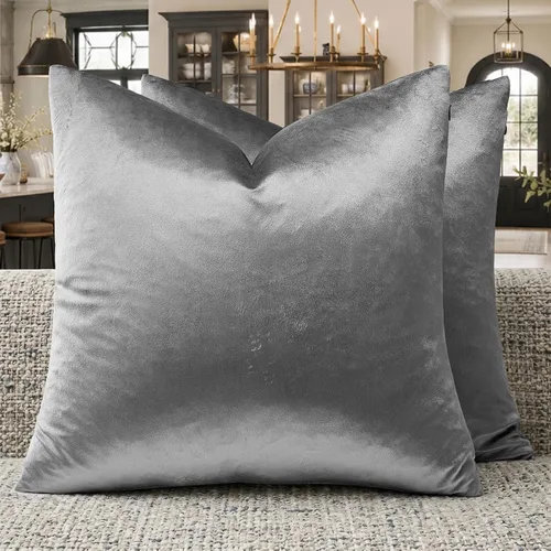 Miniatura 56 de Fundas de almohada GIGIZAZA decorativas de 20 x 20 pulgadas, juego de 2 fundas de almohada color taupe cuadradas para sofá, fundas de almohada Gris