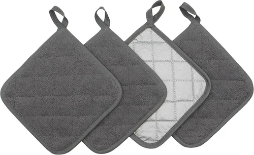 Juego de 4 soportes de algodón para ollas de algodón, lavables a máquina, resistentes al calor, para uso diario, cocina, almohadillas calientes, Gris