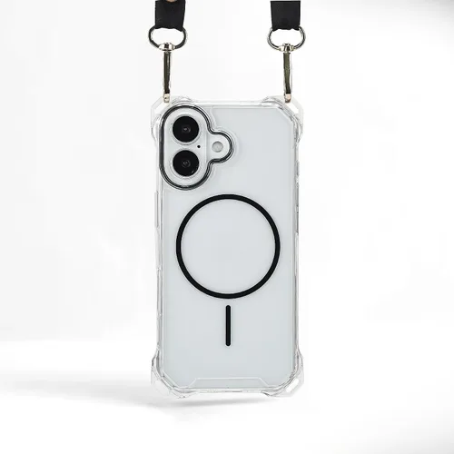 Miniatura 42 de Funda Magnética Cruzada para iPhone 17 Pro, Naranja, Marco Suave Magnético Transparente PC Trasero A Prueba de Golpes Funda Protectora para Teléfono