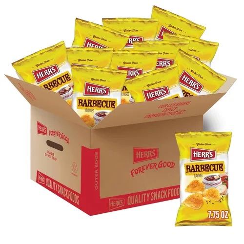 Miniatura 10 de Herr's Papas fritas para barbacoa, 1 onza (paquete de 42 bolsas) – Chips ahumados para barbacoa en bolsas tamaño aperitivo – Ideal para aperitivos