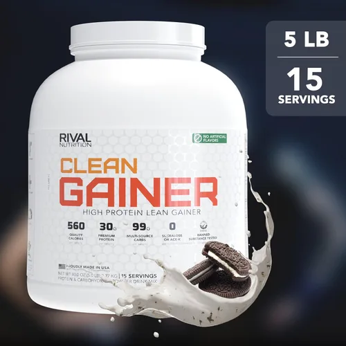 Miniatura 6 de RIVAL NUTRITION Clean Gainer Proteína en Polvo – 5LB Galletas y Crema – Alta Proteína para Masa Magra y Ganancia de Peso 560 Calorías, 30g