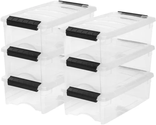 Miniatura 15 de IRIS USA - Contenedores de almacenamiento de plástico apilables de 40 cuartos de galón con tapas y hebillas de cierre, paquete de 4