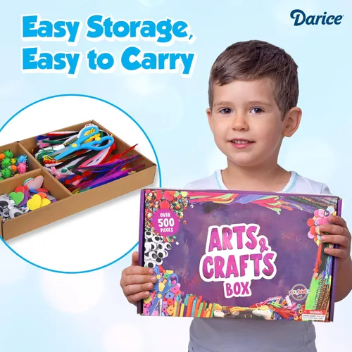Miniatura 5 de Darice Kit de artes y manualidades – Más de 500 piezas de suministros y materiales de manualidades para niños, caja de suministros de arte
