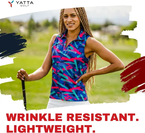 Miniatura 43 de YATTA GOLF Polo de golf sin mangas para mujer, absorbe la humedad, cuello en V, para golf, entrenamiento, golf