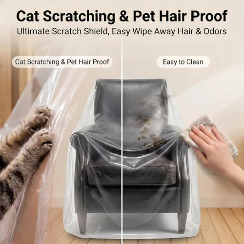 Miniatura 5 de Paquete de 2 fundas transparentes para sillón reclinable, protectores de fundas de plástico impermeables para sillas, funda