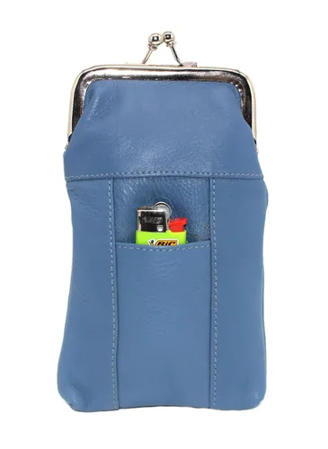 Miniatura 2 de Marshal® - Estuche para cigarrillos de cuero, bolsillo regular o 100 para encendedor de 100 (color azul bebé)