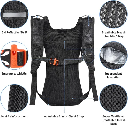 Miniatura 4 de KUYOU Rave Hydration Pack, Hydration Backpack with 2L Hydration Bladder, Festival Essential Water Backpack for Hiking, Running, Cycling, and Music