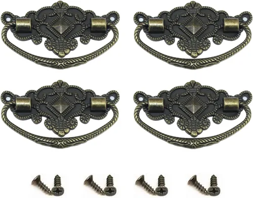 Tiradores de latón antiguo para armario, manijas de cajón vintage de 3 pulgadas, pomos de manija de muebles de cocina, accesorios de mejora del