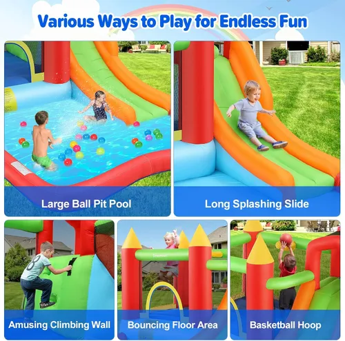 Miniatura 7 de AKEYDIY Casa de rebote inflable para niños grandes de 3 a 10 años, casa de rebote para exteriores e interiores con tobogán, casa de salto con aro