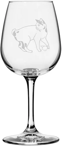Miniatura 33 de Copa de vino de 12.75 onzas con temática de gato abisinio grabada para todo uso