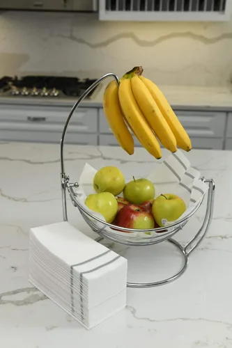 Miniatura 6 de Toallas de mano desechables para baño, diseño plateado, 200 toallas desechables con sensación de lino para huéspedes – Servilletas para cena formal