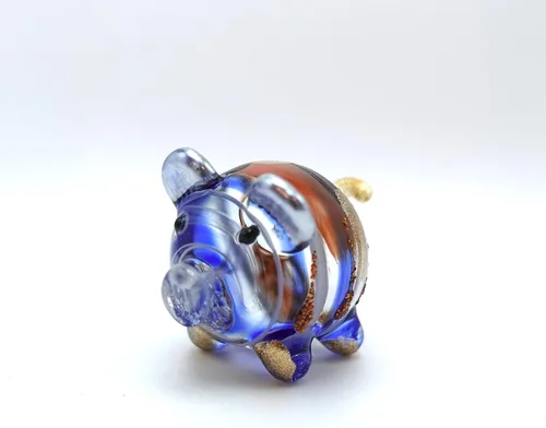 Miniatura 5 de Figurita de Cerdo en Miniatura de Cristal – Figura de Animal de Cristal Soplado Hecha a Mano – Linda Escultura de Cerdo Coleccionable – Decoración