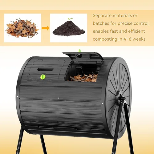 Miniatura 5 de DRATO Contenedor de compostaje para exteriores, 37.5 galones, para todas las estaciones, doble cámara para jardín, cocina, patio, exterior (negro)